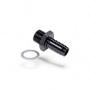 FITTING ADAPTER M18X1.5 TO 1/2IN METRIC TO BARB AL BLACK