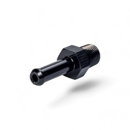 FITTING ADAPTER 1/8IN TO 1/4IN MALE NPT TO BARB AL BLACK