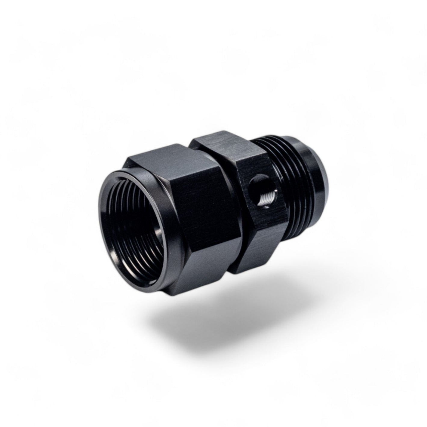 FITTING ADAPTER AN16 FEMALE TO MALE WITH 1/8IN PORT AL BLACK