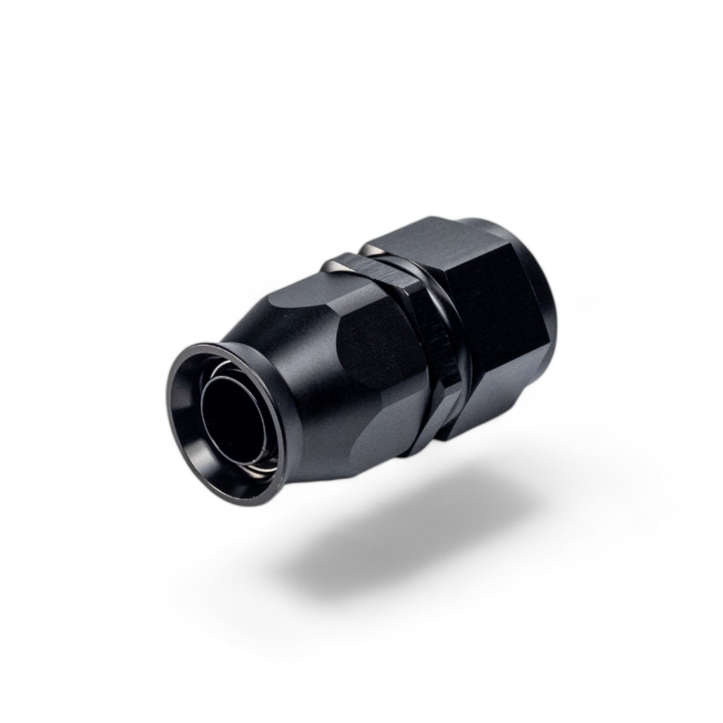 FITTING PTFE HOSE END AN12 SWIVEL STRAIGHT AL BLACK