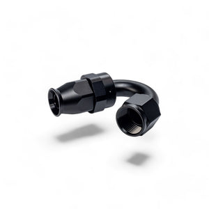 FITTING PTFE HOSE END AN8 SWIVEL 150 DEG AL BLACK