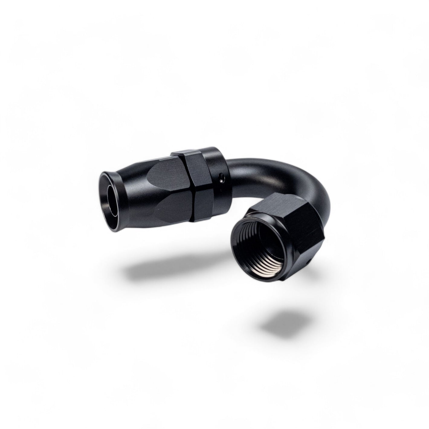 FITTING PTFE HOSE END AN10 SWIVEL 150 DEG AL BLACK