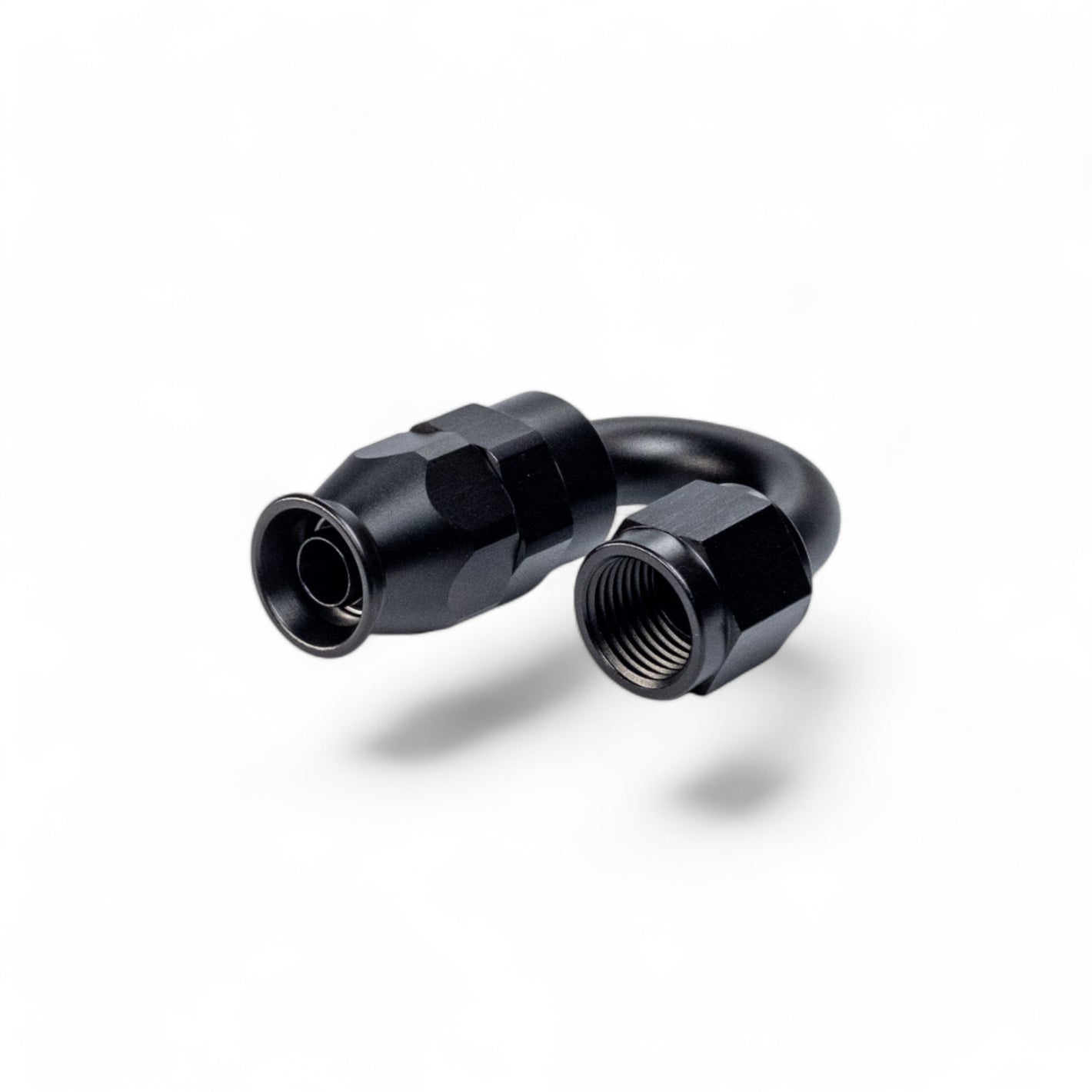 FITTING PTFE HOSE END AN6 SWIVEL 180 DEG AL BLACK