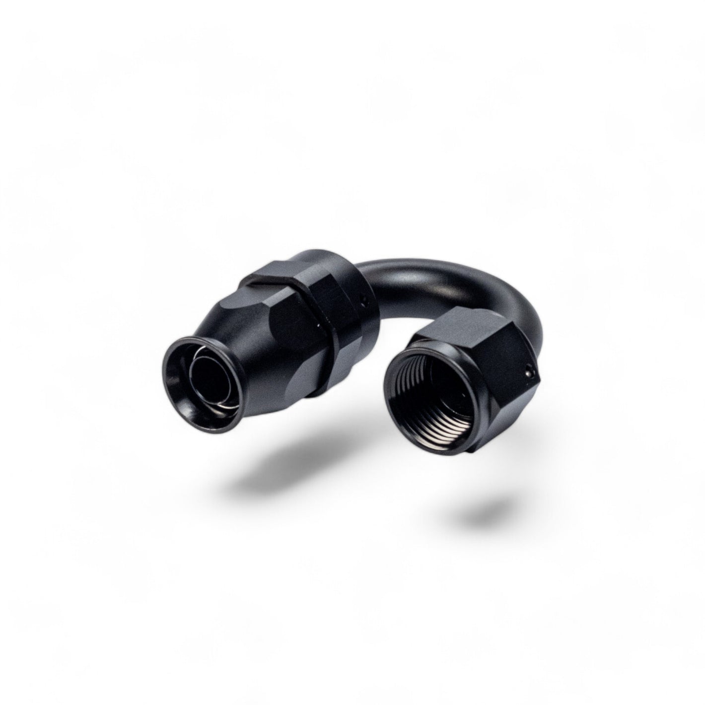 FITTING PTFE HOSE END AN8 SWIVEL 180 DEG AL BLACK