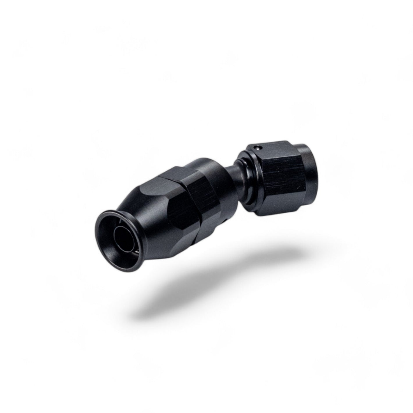 FITTING PTFE HOSE END AN6 SWIVEL 30 DEG AL BLACK