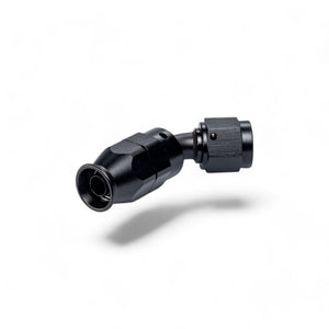 FITTING PTFE HOSE END AN6 SWIVEL 45 DEG AL BLACK