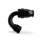 FITTING CLAMSHELL PTFE HOSE END AN8 150 DEG AL BLACK